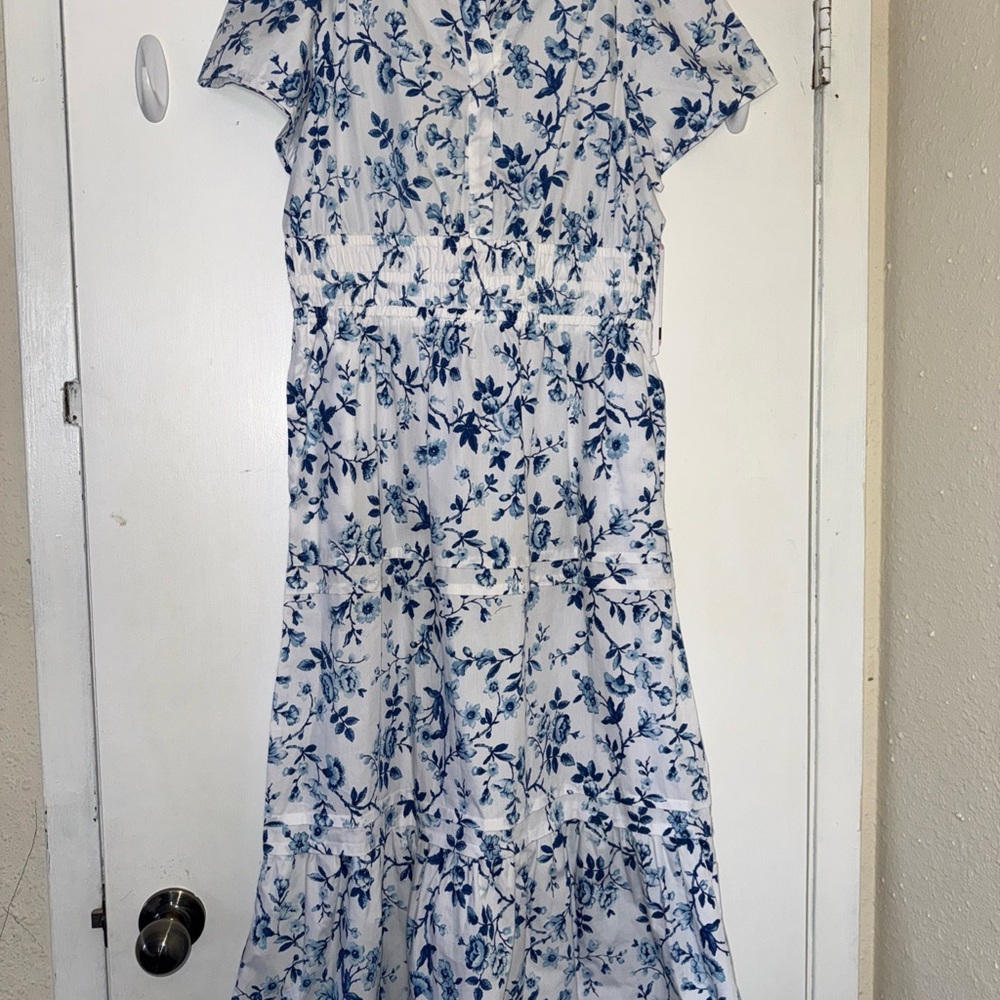 French Connection White and Blue Floral Maxi Dress